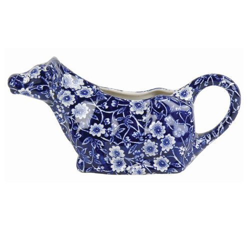 Burleigh Blue Calico Cow Creamer Plain Boxed